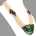 100 % Certified Multi Colors Gemstones, Five Row Designer Necklace For Women's - ZeeDiamonds