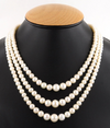 5 - 8 mm 3 Row Pearls (Moti) Necklace with Gemstone Clasp With Ruby - ZeeDiamonds