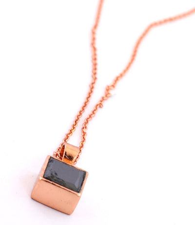 2.10 Ct Certified Black Diamond Princess Cut Pendant In Rose Gold - Birthday Gift - ZeeDiamonds