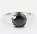 3.00 Ct Certified Round Shape Black Diamond Ring In White Gold - ZeeDiamonds