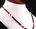 3-4 mm Faceted African Ruby Gemstone Necklace With Pearls - ZeeDiamonds