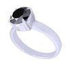 1-4 Ct Round Faceted Jet Black Diamond Sterling Silver Ring - ZeeDiamonds