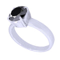 1-4 Ct Round Faceted Jet Black Diamond Sterling Silver Ring - ZeeDiamonds