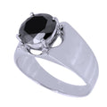 2.5 Ct Certified Black Diamond Solitaire Ring In 925 Sterling Silver - ZeeDiamonds