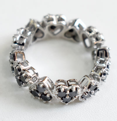 3.60 Cts Elegant Black Diamond & Heart Shape, Designer, Wedding Ring - ZeeDiamonds