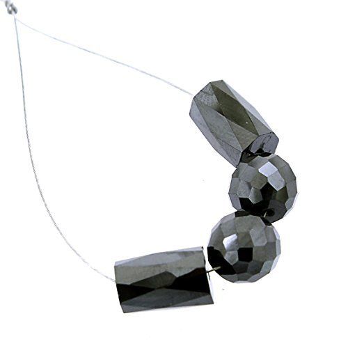 4 Pcs Black Diamond Drilled Loose Beads AAA Certified - ZeeDiamonds