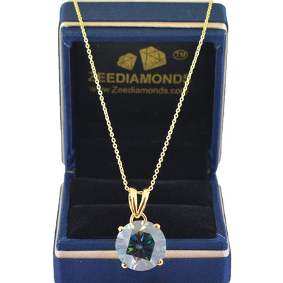 Certified 5.95 Carat Stunning Blue Diamond Solitaire Pendant in 925 Silver with Prong Style, Elegant Look & Great Luster ! Gift For Birthday/Wedding! - ZeeDiamonds