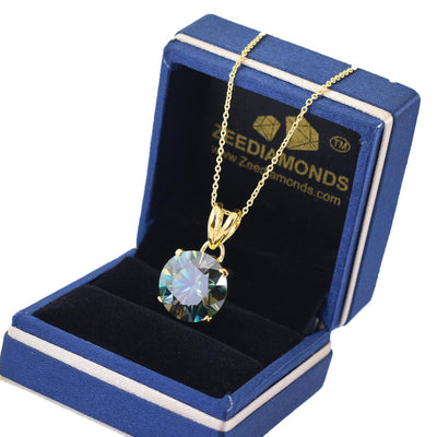 Certified 5.95 Carat Stunning Blue Diamond Solitaire Pendant in 925 Silver with Prong Style, Elegant Look & Great Luster ! Gift For Birthday/Wedding! - ZeeDiamonds