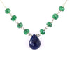 Certified Emerald Gemstone Chain Necklace with Blue Sapphire Drop, AAA Quality, Great Brilliance ! - ZeeDiamonds