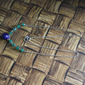 Certified Emerald Gemstone Chain Necklace with Blue Sapphire Drop, AAA Quality, Great Brilliance ! - ZeeDiamonds