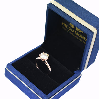 1.70 Ct Off White Diamond Solitaire Ring In Round Brilliant Cut, AAA Quality, Great Shine & Luster ! Watch Video - ZeeDiamonds