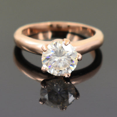 1.70 Ct Off White Diamond Solitaire Ring In Round Brilliant Cut, AAA Quality, Great Shine & Luster ! Watch Video - ZeeDiamonds