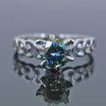 0.90 Ct Blue Diamond Solitaire Ring In Round Brilliant Cut, AAA Quality, Great Shine & Luster ! Watch Video - ZeeDiamonds