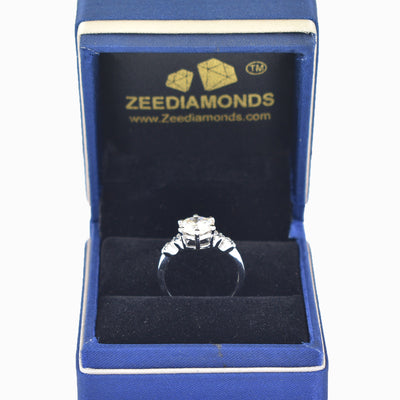 1.80 Ct Round Brilliant Cut Off White Diamond Ring In White Gold, Great Shine & Luster ! WATCH VIDEO - ZeeDiamonds