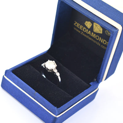 1.80 Ct Round Brilliant Cut Off White Diamond Ring In White Gold, Great Shine & Luster ! WATCH VIDEO - ZeeDiamonds