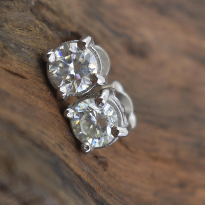 3 Ct Elegant Off White Diamond Stud Earrings in 925 Silver with White Finish! Amazing Look & Sparkle! Certified Diamonds, Gift For Birthday/Anniversary - ZeeDiamonds