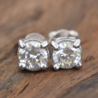 3 Ct Elegant Off White Diamond Stud Earrings in 925 Silver with White Finish! Amazing Look & Sparkle! Certified Diamonds, Gift For Birthday/Anniversary - ZeeDiamonds