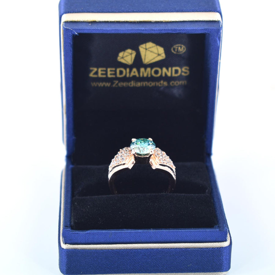 Designer Blue Diamond Women's Ring with White Accents in 925 Silver! Newly Collection & Amazing Wedding Design! Ideal For Anniversary Gift, 1.50 Ct Certified Diamond! - ZeeDiamonds