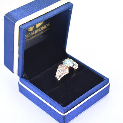 Designer Blue Diamond Women's Ring with White Accents in 925 Silver! Newly Collection & Amazing Wedding Design! Ideal For Anniversary Gift, 1.50 Ct Certified Diamond! - ZeeDiamonds