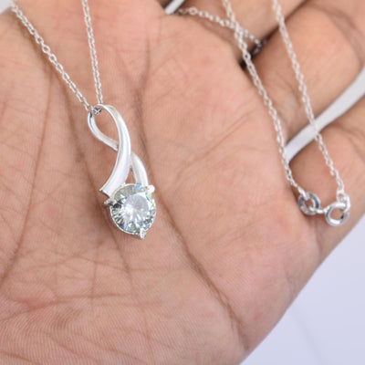 Stylish 2 Ct Off White Diamond Pendant in 925 Sterling Silver, Beautiful Design & Shine! Certified Diamond! Gift For Birthday/Wedding! - ZeeDiamonds