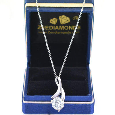 Stylish 2 Ct Off White Diamond Pendant in 925 Sterling Silver, Beautiful Design & Shine! Certified Diamond! Gift For Birthday/Wedding! - ZeeDiamonds