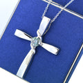 Certified 1.00 Ct Blue Diamond Solitaire Cross Pendant In White Gold, Amazing Shine & Bling ! - ZeeDiamonds