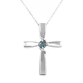 Certified 1.00 Ct Blue Diamond Solitaire Cross Pendant In White Gold, Amazing Shine & Bling ! - ZeeDiamonds