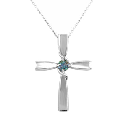 Certified 1.00 Ct Blue Diamond Solitaire Cross Pendant In White Gold, Amazing Shine & Bling ! - ZeeDiamonds