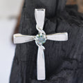 Certified 1.00 Ct Blue Diamond Solitaire Cross Pendant In White Gold, Amazing Shine & Bling ! - ZeeDiamonds