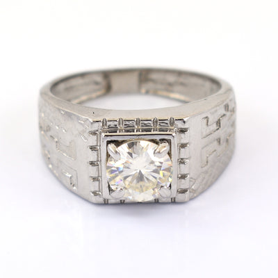 1.50 Ct Round Brilliant Cut Off-White Diamond Men's Ring In 925 Silver, Amazing Shine & Bling ! - ZeeDiamonds