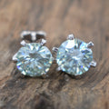 3 Ct Stunning Blue Diamond Stud Earrings in 925 Silver! Great Sparkle & Luster! Gift For Birthday! - ZeeDiamonds