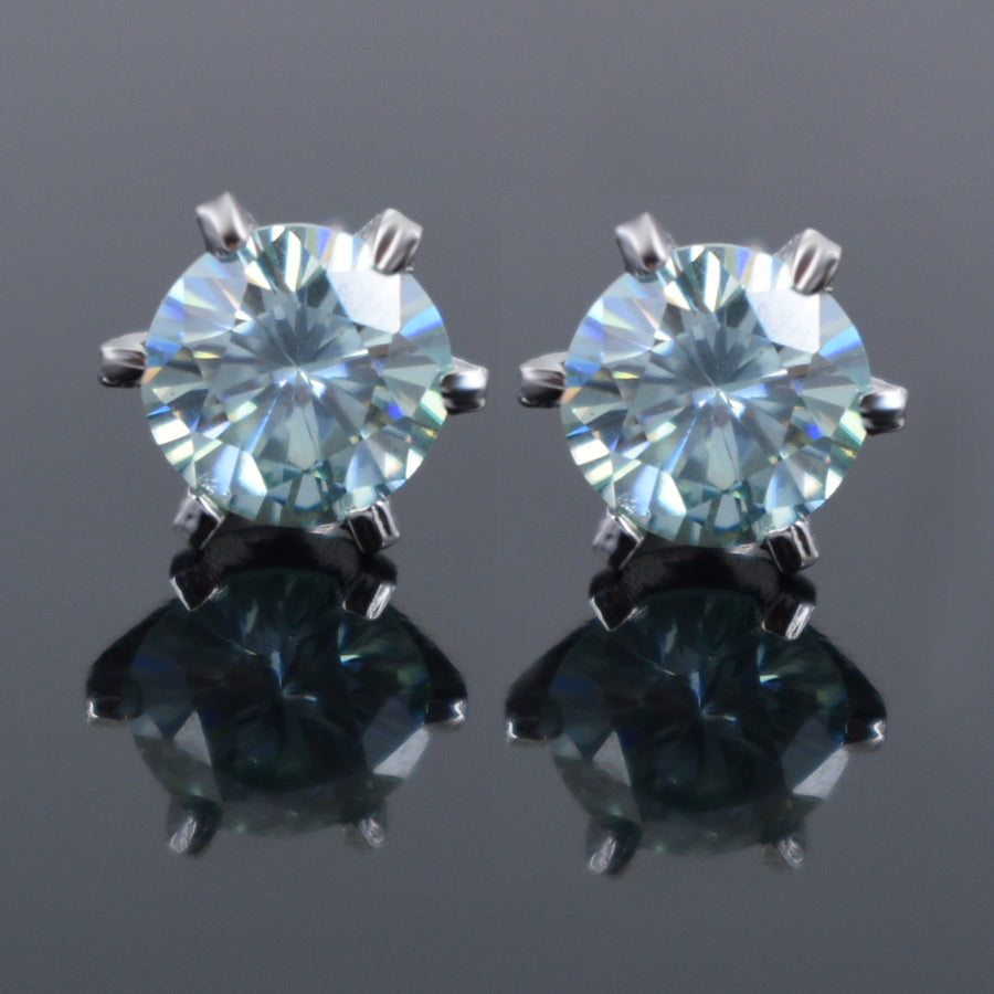 3 Ct Stunning Blue Diamond Stud Earrings in 925 Silver! Great Sparkle & Luster! Gift For Birthday! - ZeeDiamonds