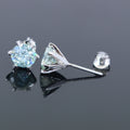 3 Ct Stunning Blue Diamond Stud Earrings in 925 Silver! Great Sparkle & Luster! Gift For Birthday! - ZeeDiamonds