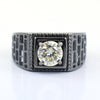 1.30 Ct Round Brilliant Cut Off-White Diamond Men's Ring In Black Gold Finish, Amazing Shine & Bling ! - ZeeDiamonds