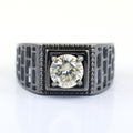 1.30 Ct Round Brilliant Cut Off-White Diamond Men's Ring In Black Gold Finish, Amazing Shine & Bling ! - ZeeDiamonds