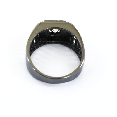 1.30 Ct Round Brilliant Cut Off-White Diamond Men's Ring In Black Gold Finish, Amazing Shine & Bling ! - ZeeDiamonds