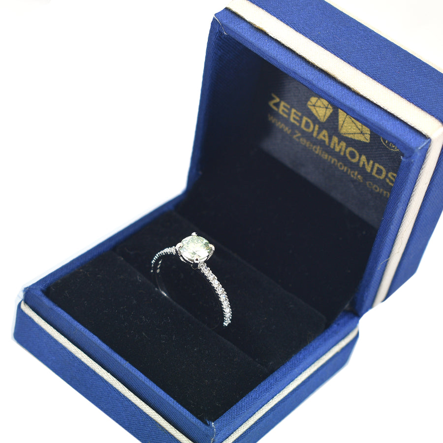 0.70 Ct Blue Diamond Ring in 925 Silver with White Accents, Latest Collection & Amazing Shine! Certified Diamond, Gift For Wedding/Birthday - ZeeDiamonds