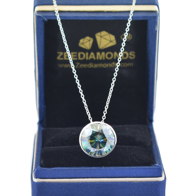 HUGE & RARE 16.50 Carat Blue Diamond Solitaire Pendant in 925 Silver with Bezel Collection, Excellent Cut with Amazing Great Shine ! Gift For Birthday/Wedding! Certified Diamond - ZeeDiamonds