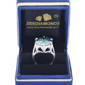 HUGE & RARE 14.80 Carat Blue Diamond Heavy Men's Ring in 925 Silver with White Finish, Latest Collection & Excellent Cut! Certified Diamond, Gift For Wedding/Birthday - ZeeDiamonds
