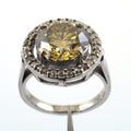Rare Gorgeous 7.55 Ct Champagne Diamond Women's Ring With Rose-Cut Diamond Accents, Latest Design & Great Sparkle! Gift For Wife! - ZeeDiamonds