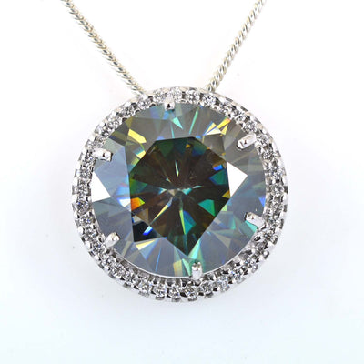 19.75 Ct AAA Certified Blue Diamond Solitaire Pendant With White Diamond Accents, Great Shine & Luster ! - ZeeDiamonds