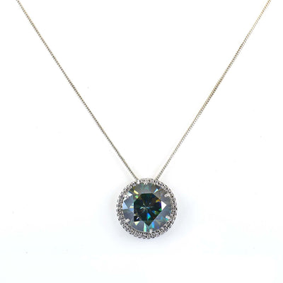 19.75 Ct AAA Certified Blue Diamond Solitaire Pendant With White Diamond Accents, Great Shine & Luster ! - ZeeDiamonds