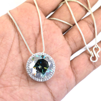 19.75 Ct AAA Certified Blue Diamond Solitaire Pendant With White Diamond Accents, Great Shine & Luster ! - ZeeDiamonds