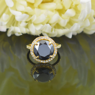 Designer Black Diamond Ring with White Accents in 925 Silver, 4 Carat Certified Diamond! Beautifully Designed for Someone Special - ZeeDiamonds