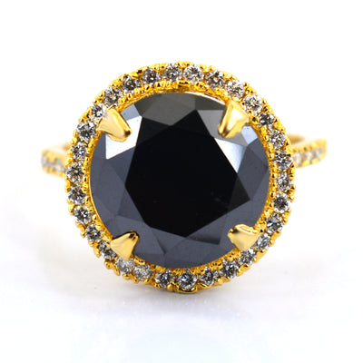 Designer Black Diamond Ring with White Accents in 925 Silver, 4 Carat Certified Diamond! Beautifully Designed for Someone Special - ZeeDiamonds