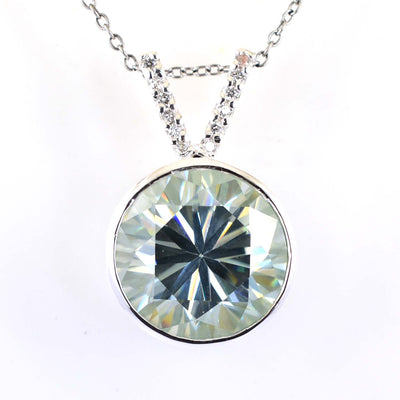 14.50 Ct Certified Blue Diamond Solitaire Pendant With White Accents, AAA Quality ! - ZeeDiamonds