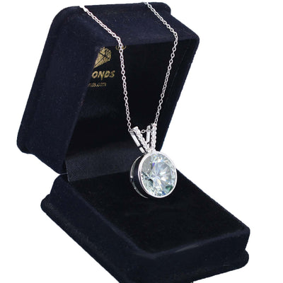 14.50 Ct Certified Blue Diamond Solitaire Pendant With White Accents, AAA Quality ! - ZeeDiamonds