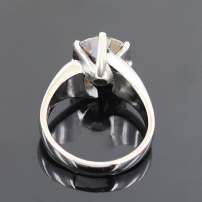 4 Ct Champagne Diamond Solitaire Ring in 925 Silver with White Finish, Latest Design & Great Shine, Ideal For Gift - ZeeDiamonds