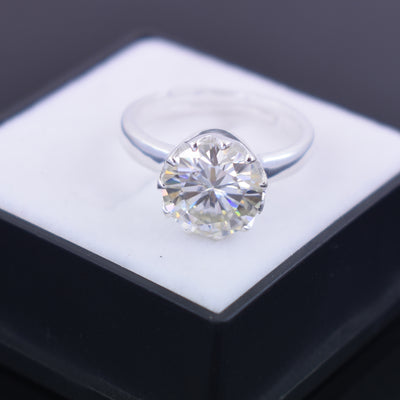 4.85 Ct Round Brilliant Cut Off White Diamond Solitaire Ring, Great Brilliance & Luster! Ideal For Birthday Gift, Certified Diamond! - ZeeDiamonds