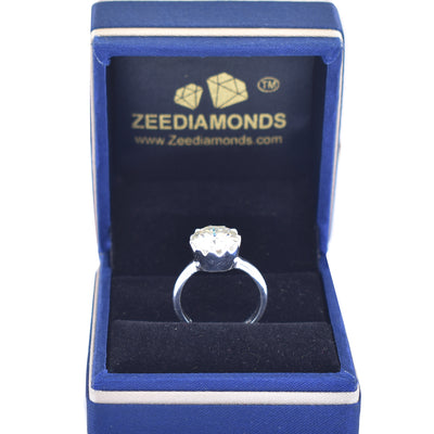 4.85 Ct Round Brilliant Cut Off White Diamond Solitaire Ring, Great Brilliance & Luster! Ideal For Birthday Gift, Certified Diamond! - ZeeDiamonds